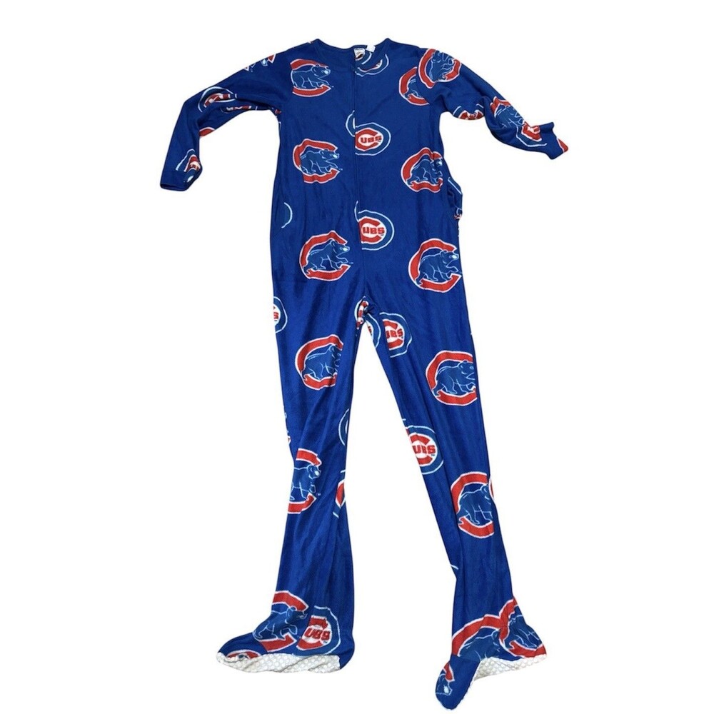 Chicago Cubs Adult Size Small Full Zip Up Footed Pajamas